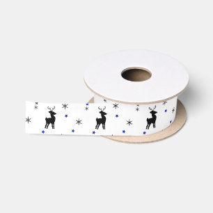 Reindeer Stars and Snowflakes Satin Ribbon
