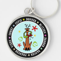 Reindeer Stars & Swirls Cartoon Key Chain