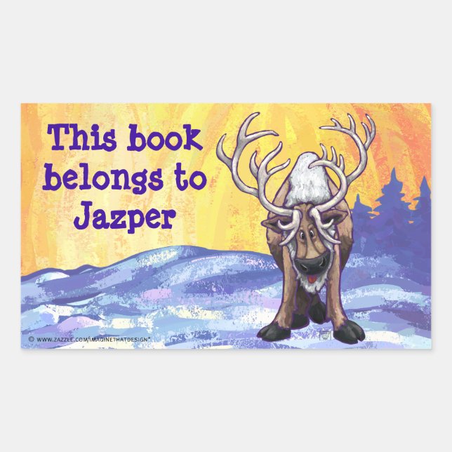 Reindeer Stationery Rectangular Sticker (Front)