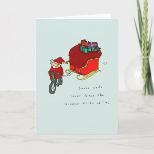 Reindeer Strike   Funny Cycling Christmas Card