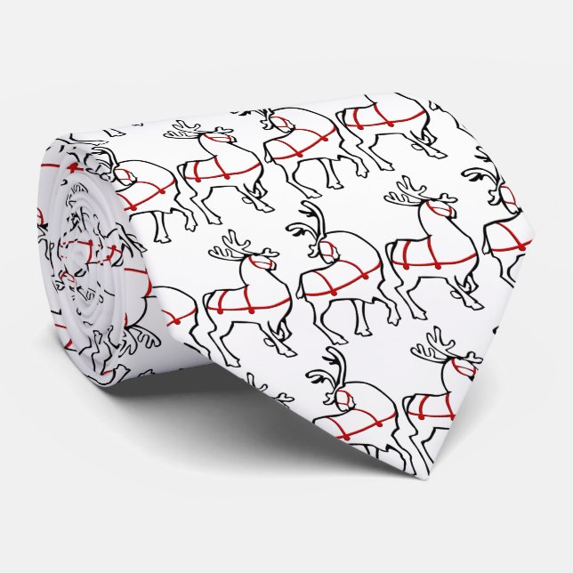 Reindeer Tie Festive Christmas Neckties & Gifts (Rolled)