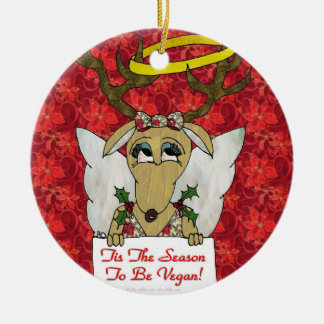 Reindeer Tis The Season to Be Vegan Angel Ornament