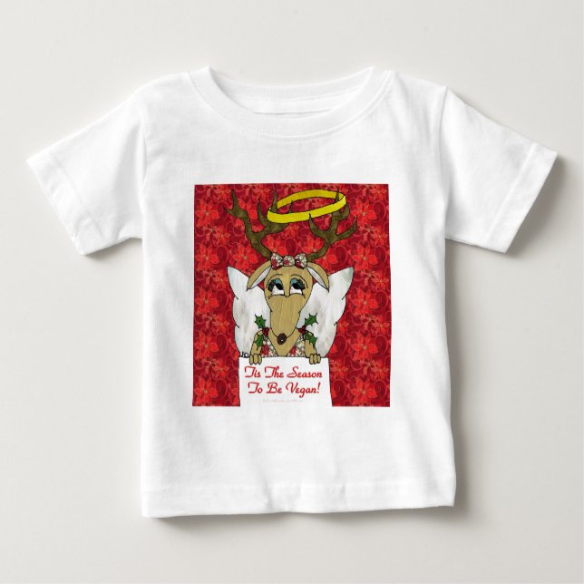 Reindeer Tis The Season to Be Vegan Gifts Apparel Baby T-Shirt (Front)