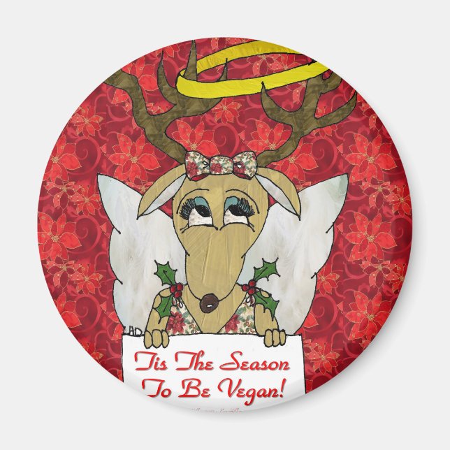 Reindeer Tis The Season to Be Vegan Gifts Apparel Magnet (Front)