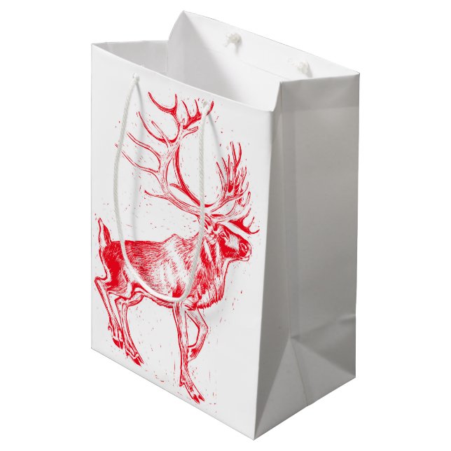 Reindeer Toile de Jouy Gift Bag (Front Angled)