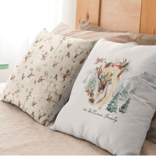 Reindeer & Tree Farm Merry Christmas Cushion