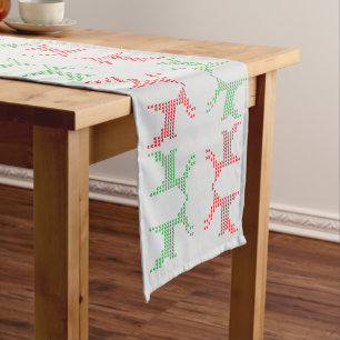 Reindeer Ugly Christmas Sweater Pattern Long Table Runner