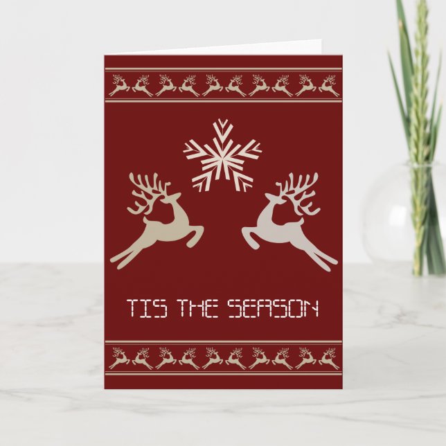 Reindeer Ugly Sweater Holiday Card (Front)