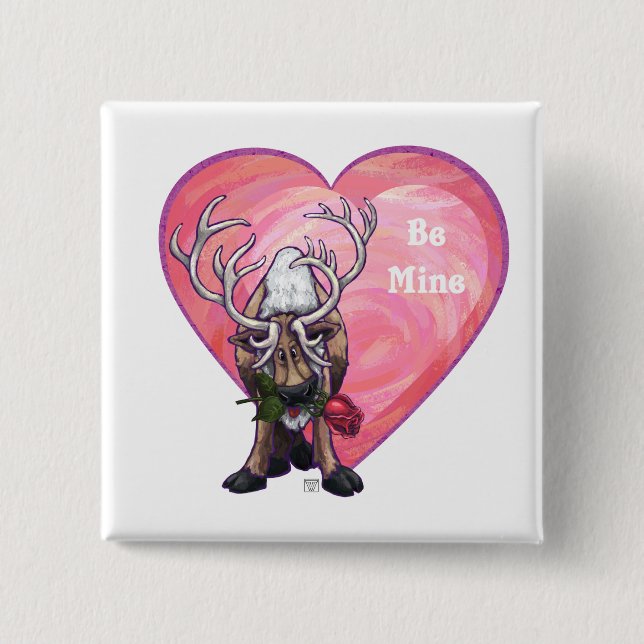 Reindeer Valentine's Day 15 Cm Square Badge (Front)