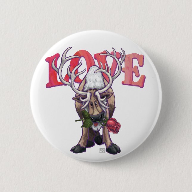 Reindeer Valentine's Day 6 Cm Round Badge (Front)