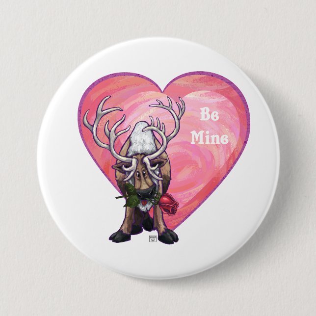 Reindeer Valentine's Day 7.5 Cm Round Badge (Front)