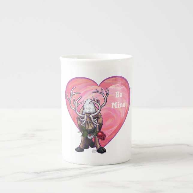 Reindeer Valentine's Day Bone China Mug (Front)