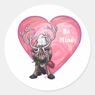 Reindeer Valentine's Day Classic Round Sticker