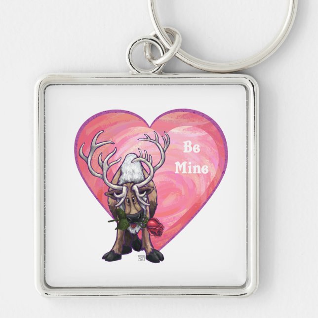 Reindeer Valentine's Day Key Ring (Front)