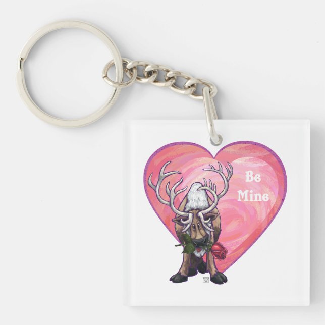Reindeer Valentine's Day Key Ring (Front)