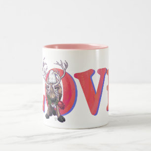 Reindeer Valentine's Day Two-Tone Coffee Mug