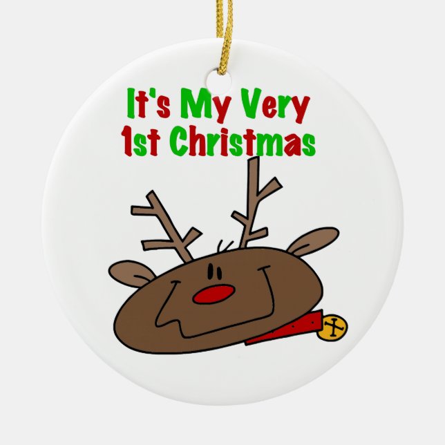 Reindeer Very 1st Christmas Ceramic Ornament (Front)