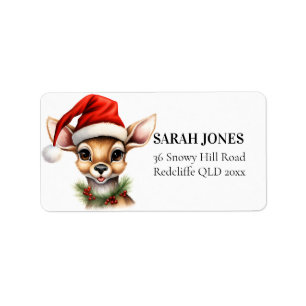 Reindeer Vintage Cute Christmas Wishes  Label