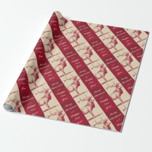Reindeer Vintage Illustration Wrapping Paper
