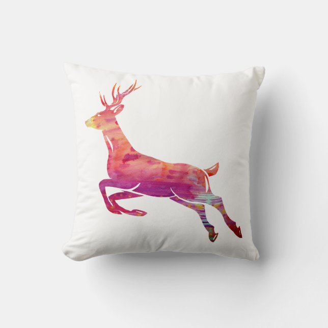 Reindeer Watercolor Art Cushion (Front)