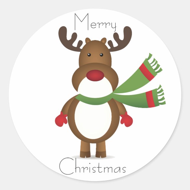 Reindeer Wearing a Green Scarf Sticker (Front)