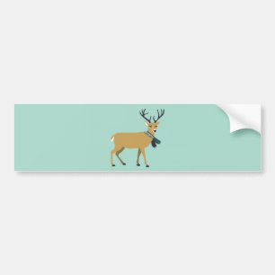 Reindeer Wearing a Winter Scarf (Christmas Animal) Bumper Sticker