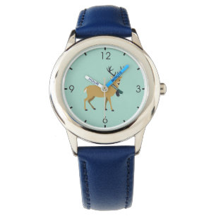 Reindeer Wearing a Winter Scarf (Christmas Animal) Watch