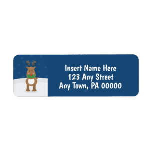 Reindeer Wearing Face mask Return Address Label