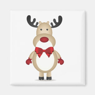 Reindeer Wearing Red Bow Tie Magnet