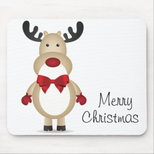 Reindeer Wearing Red Bow Tie Mouse Pad