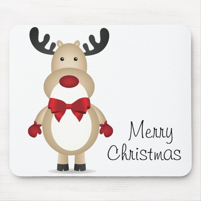 Reindeer Wearing Red Bow Tie Mouse Pad (Front)