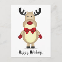 Reindeer Wearing Red Bow Tie Postcard