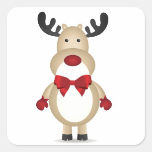 Reindeer Wearing Red Bow Tie Sticker