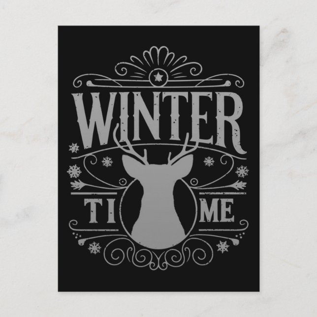 Reindeer Winter Time Christmas Season Graphic Postcard (Front)