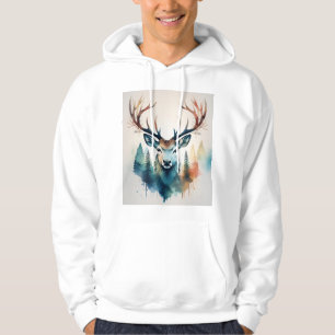 Reindeer with antlers and forest hoodie