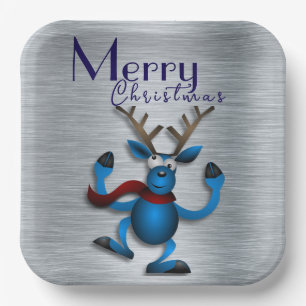 Reindeer with blue paper plate