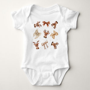 Reindeer with Bows Coquette Baby Tee