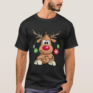 reindeer with christmas bauble xmas Design comic s T-Shirt