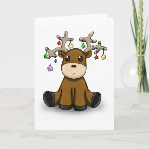 Reindeer with Coloured Stars Holiday Card