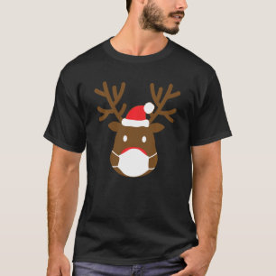 Reindeer With Face Mask Christmas 2020 Family Paja T-Shirt