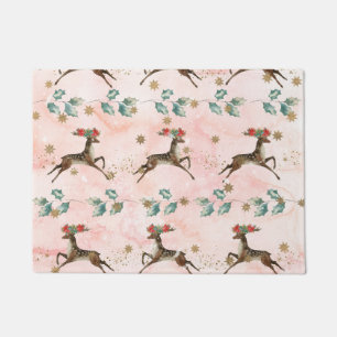 Reindeer With Flowers In Antlers Pattern Doormat