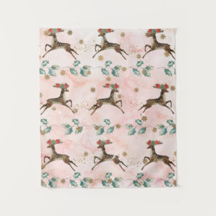 Reindeer With Flowers In Antlers Pattern Tapestry