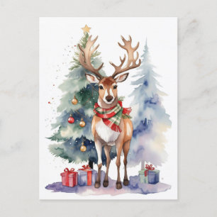 Reindeer with gifts postcard