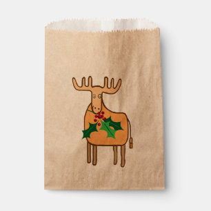Reindeer with holly favour bag