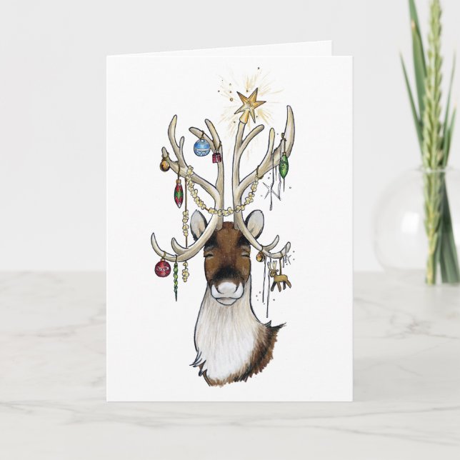Reindeer with Ornaments Card (Front)