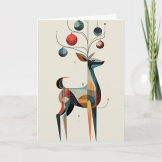 Reindeer with ornaments on antlers  card