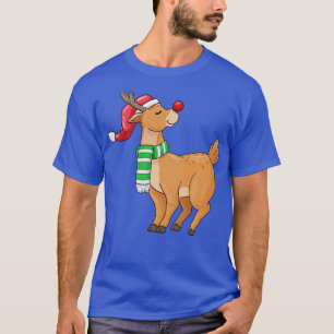 Reindeer with Santa hat Scarf at Christmas T-Shirt