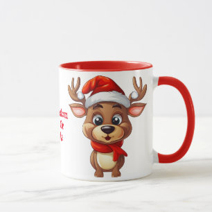 Reindeer With Santa Hat Scarf Christmas Party Mug
