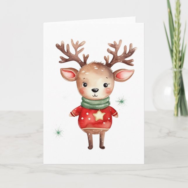 Reindeer with Snowflakes Card  (Front)