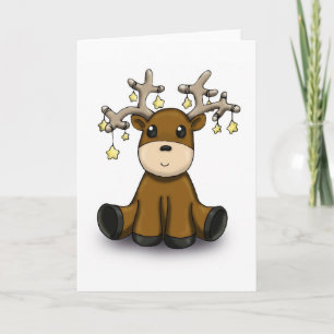 Reindeer with Yellow Stars Holiday Card